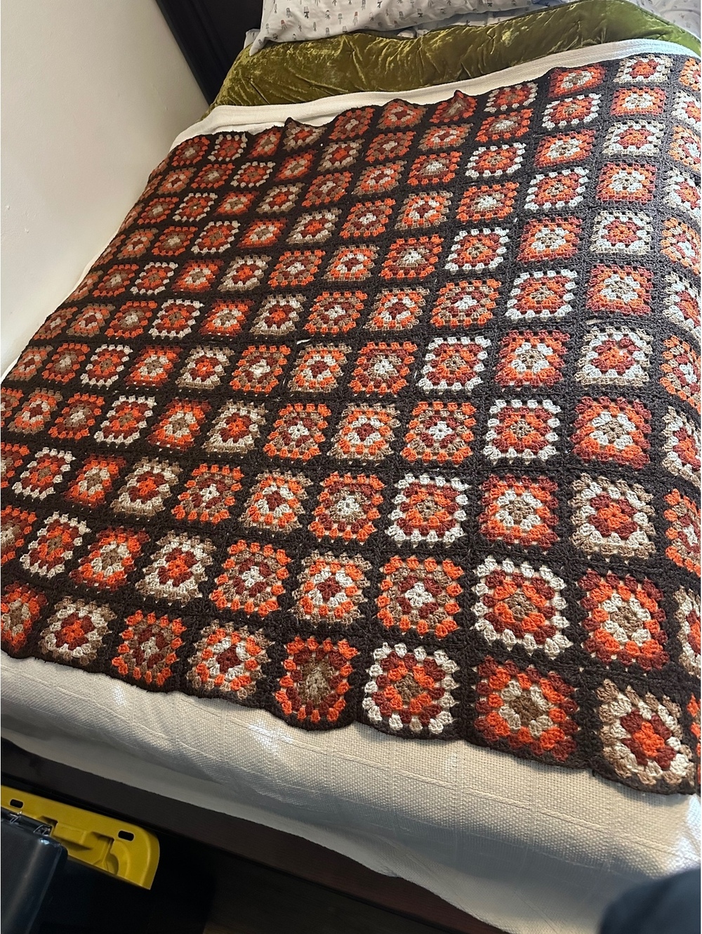 Vintage Handmade Crochet Blanket Throw